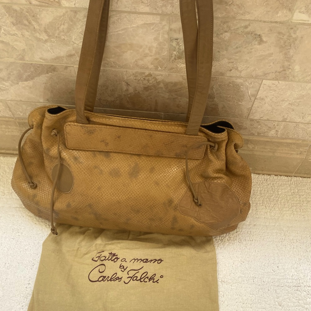 Carlos Falchi Tan Leather Handbag.